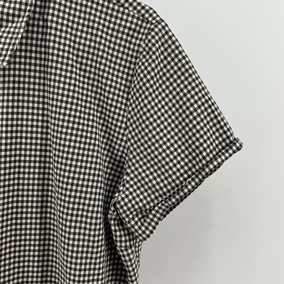 Karen Kane Brown Gingham Check Short Sleeve Button Up Shirt 16 USA 90s Picnic - Picture 2 of 7